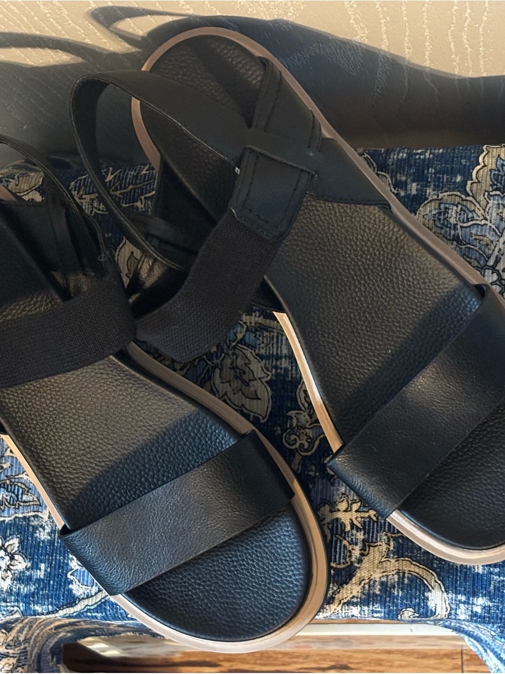 MIA Black Platform Wedge Sandals with Tan Trim - Picture 2 of 5